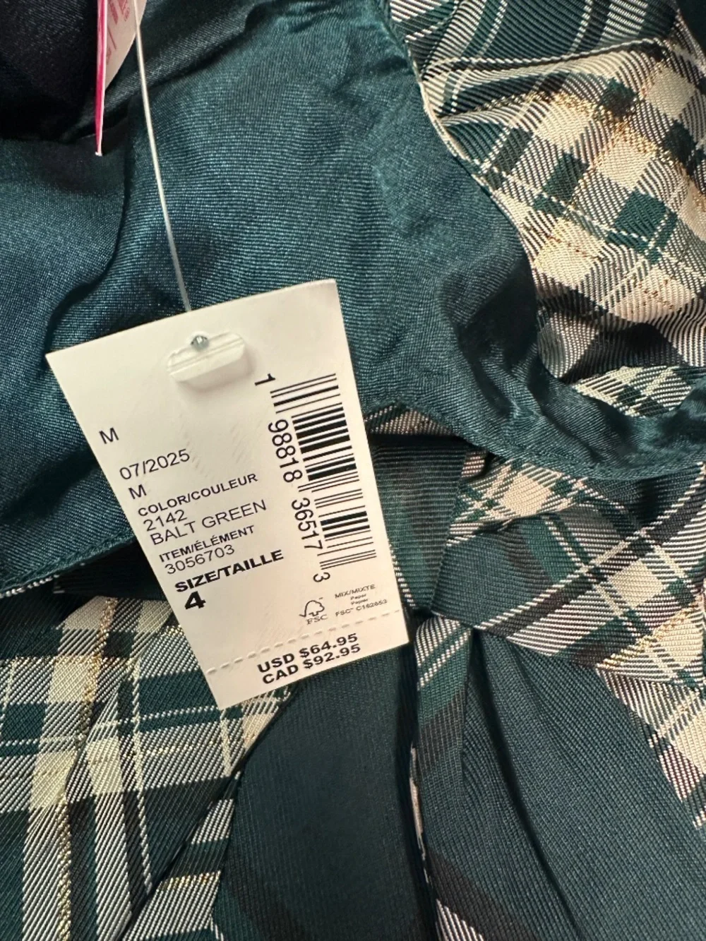 Children's Place Girl Green Plaid Bow-Accent Sleeveless Dress. Sz Girl 4. - Picture 5 of 7